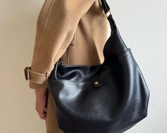 Vegan Leather Women Crossbody Bag, Women Messenger Shoulder Bag Tote Bag, Large Slouchy Bag Hobo Bag Shopping Bag, Work Travel Daily Bag