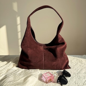 Fourre-tout en cuir et daim pour femme, sac décontracté de grande capacité sous les bras, sac hobo souple pour elle, porte-monnaie pour femme, cadeau de Noël