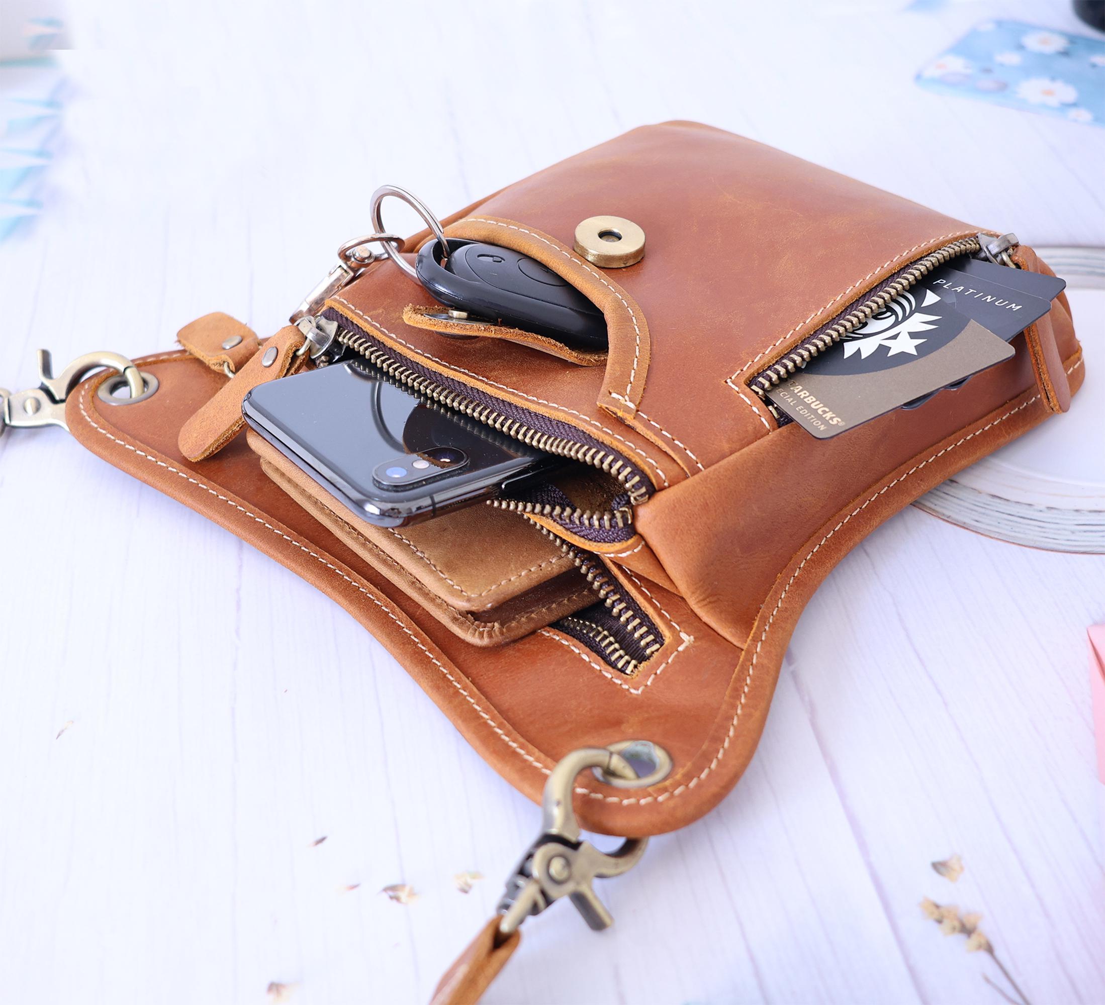 Personalized Retro Leather Leg Bag, Thigh Bag Leather Waist Personalized Retro Leather Leg Bag, Thigh Bag Leather Waist