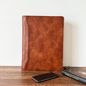 Portefeuille personnalisé en cuir végétalien avec reliure à 3 anneaux, portefeuille pour femme, classeur de portefeuille A4 pour homme, cadeau personnalisé pour un anniversaire