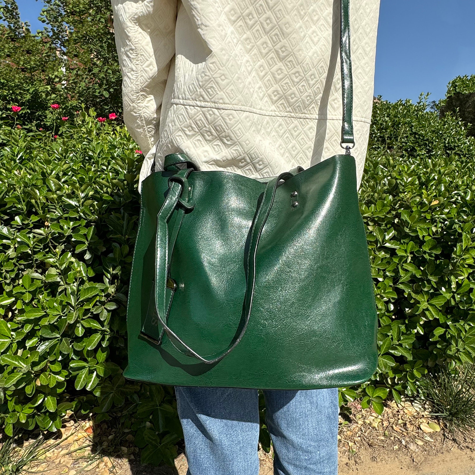 Large Women Vegan Leather Tote, Women Shoulder Bag Crossbody Bag, Vegan Leather Slouchy Bag, Hobo Bag, Shopping Bag, Work Bag, Wedding gift