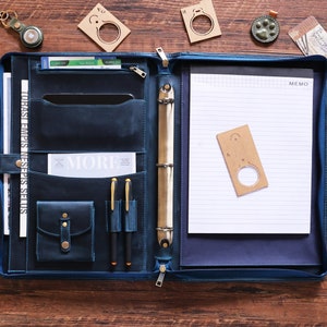 Personalized Portfolio, Leather Portfolio with Handle, 8.5*14 Legal Size Padfolio, 15" Laptop Bag, Custom Business Organizer, Business Gift