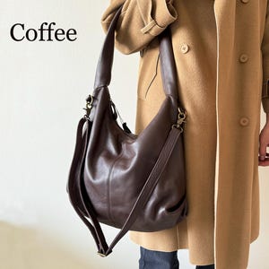Soft Leather Hobo Bag, Slouchy Crossbody, Large Tote Shoulder Handbag, Fits 15" Laptop image 2