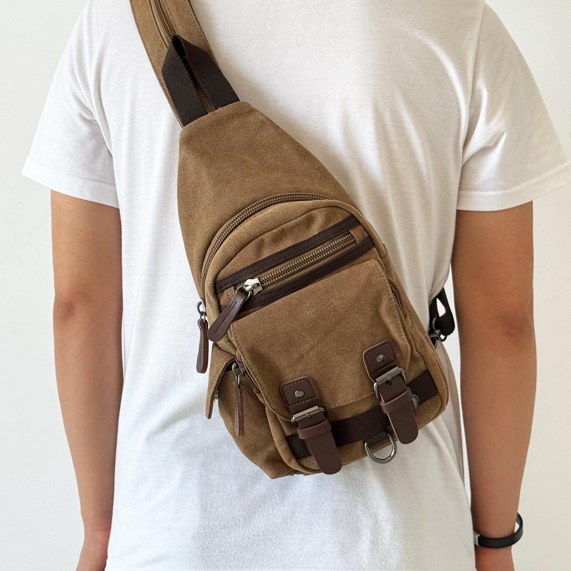 Vintage Crossbody Sling Rucksack Für Damen & Herren – Mit Mehreren Fächern Für Reisen, Wandern & Alltag