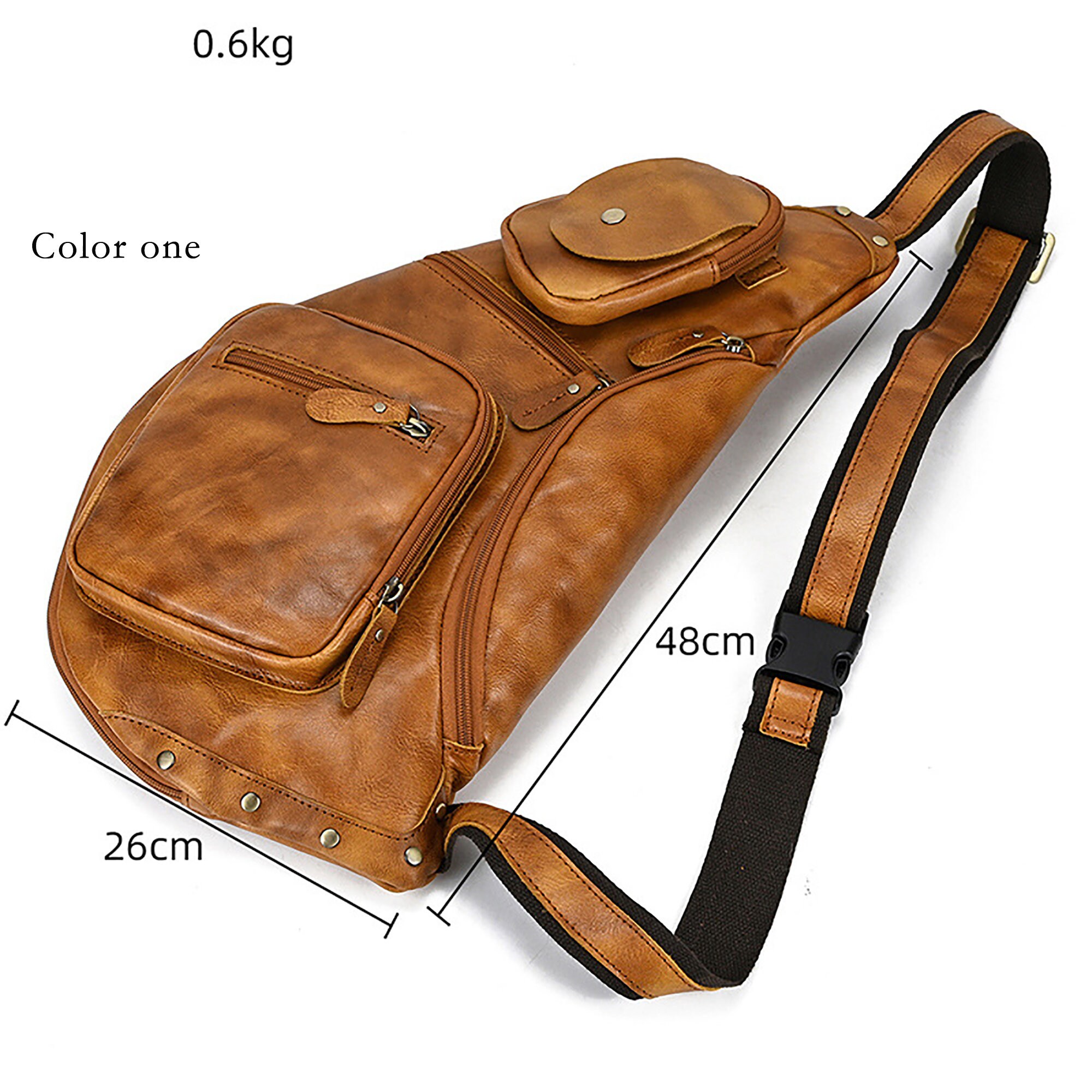 Vintage PU Leather CrossBody Sling Bag,Men Chest Shoulder Pack Casual  Backpack with USB Charging Port & Headphone Hole