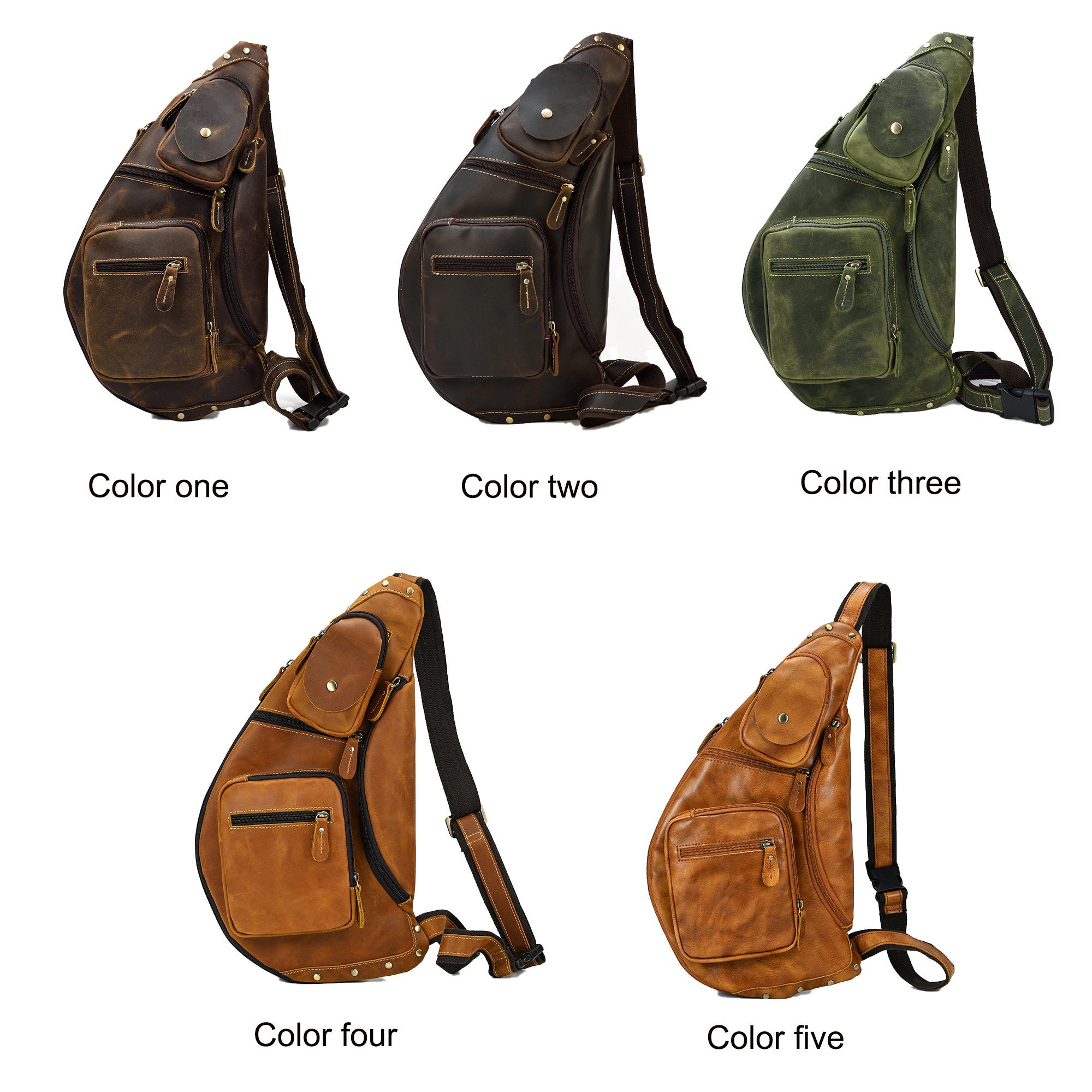 Genuine Leather Large Sling Backpack Crossbody Chest Bag Retro Minimal Chic Genuine Leather Silng Bag for Men and Women Vintage Leather  main image 3
