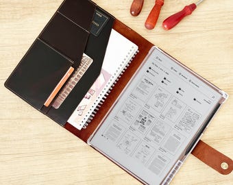Custom Leather Case Cover Folio for remarkable paper pro 11.8" 2024, Monogrammed Organizer Planner  Portfolio