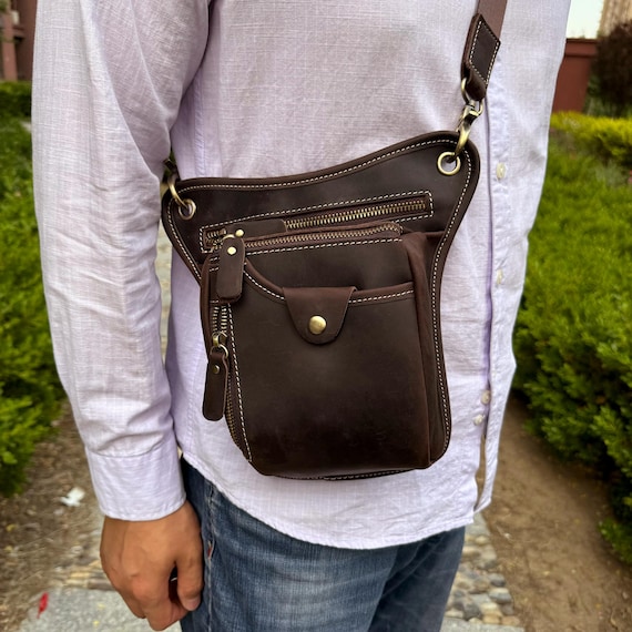 Personalized Retro Leather Leg Bag, Thigh Bag Leather Waist Personalized Retro Leather Leg Bag, Thigh Bag Leather Waist