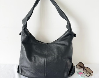 Brighton Pebbled Leather Shoulder Bag Black Top Handle Y2K 00s 