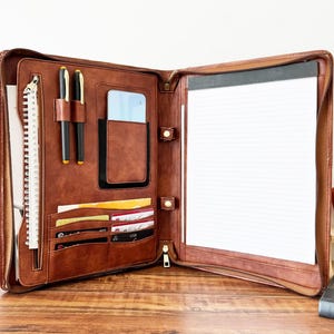 Portfolio personnalisé en cuir végétalien, portfolio gravé, cadeau personnalisé, portfolio A4 pour homme, portfolio pour entreprise, cadeau d'anniversaire pour père/patron