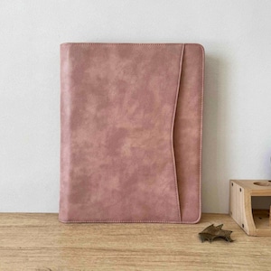 Portfolio personnalisé, portfolio gravé en cuir végétalien pour femme, portfolio a4 avec fermeture à glissière, classeur de portefeuille pour homme, cadeau d&#39;affaires