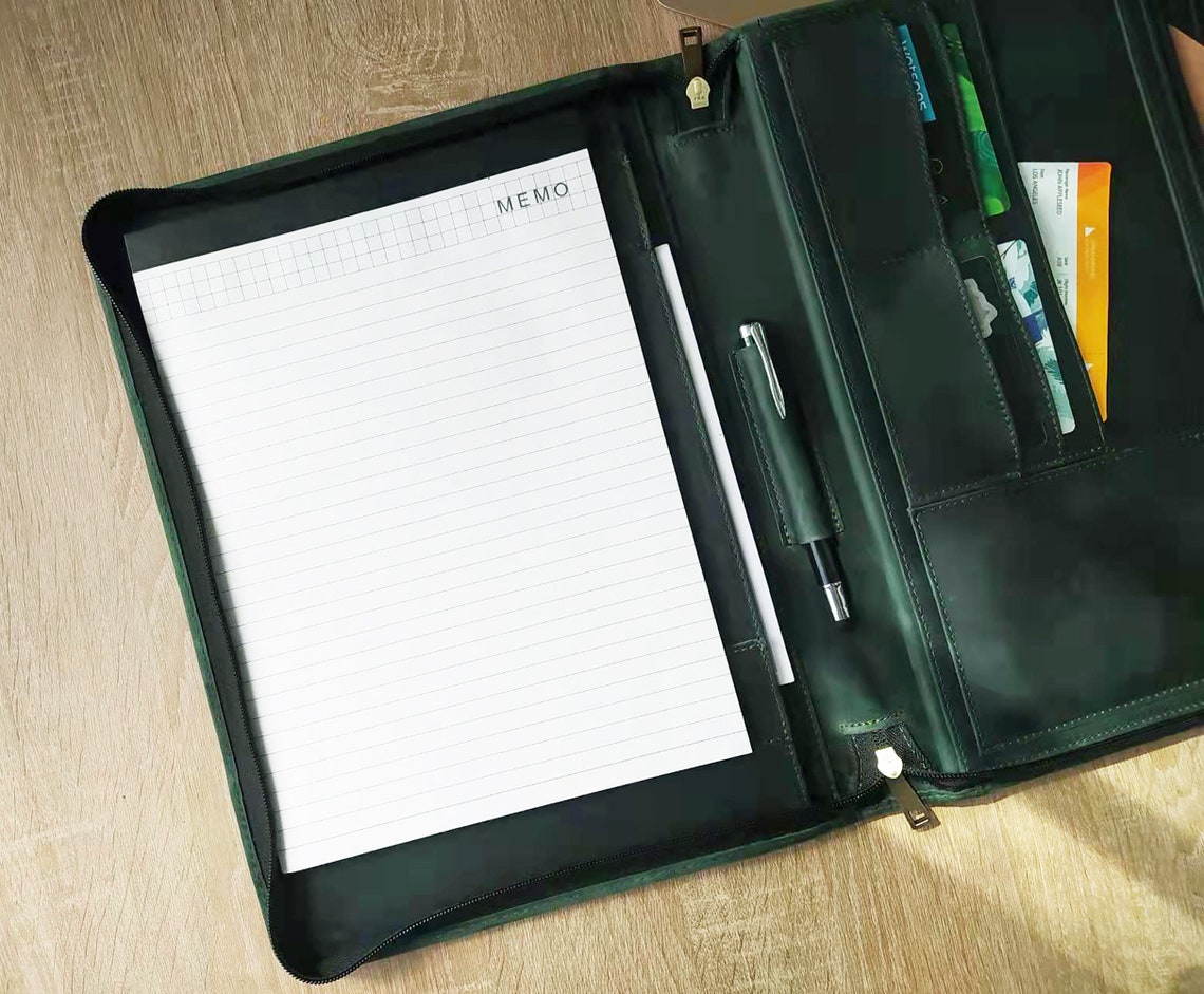 Left Handed Portfolio Zippered Portfolio Leather Padfolio Etsy