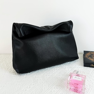 Roll Down Clutch Bag, Women Leather Clutch bag, Rollover Clutch Purse, Leather Handbag Bag Banquet Bag Evening bag Bridesmaids Wedding bag