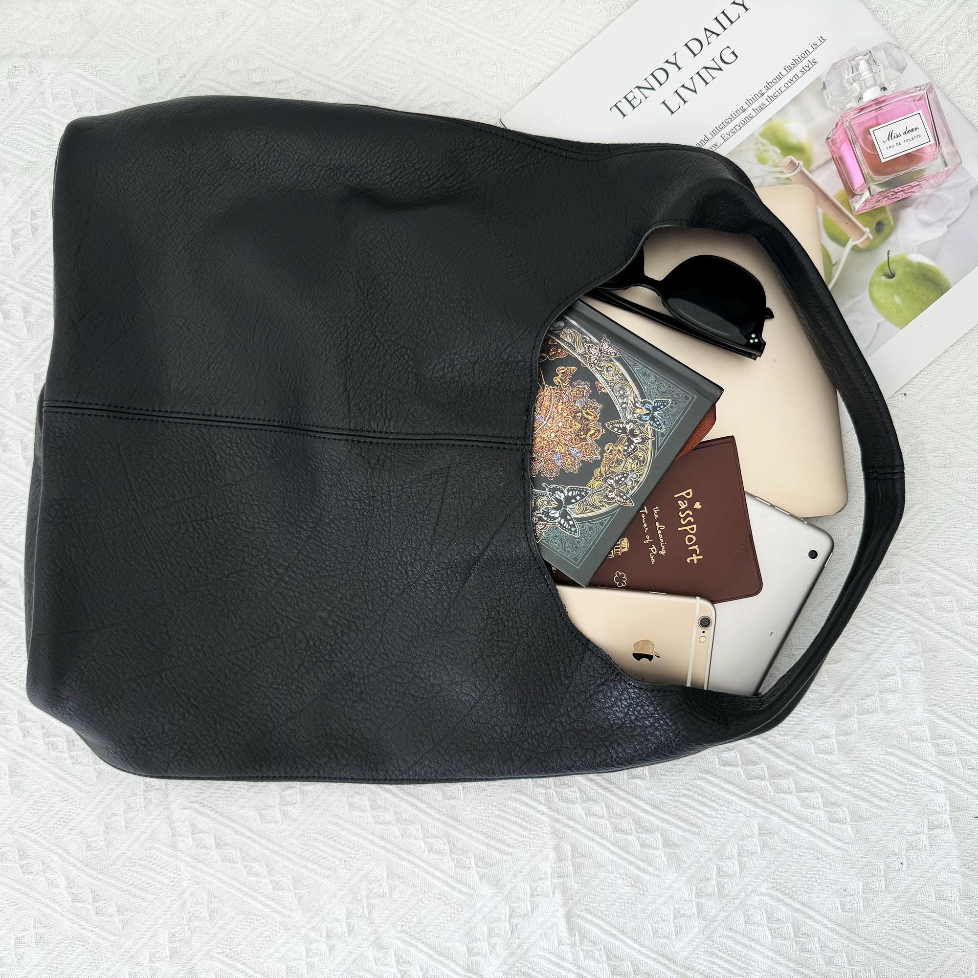Women's PU Leather Crossbody Tote Bag – Big Capacity Slouchy Handbag For Travel, Work & Parties - View #3