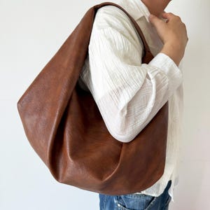 Soft Vegan Leather Tote Bag for Women, Large Capacity Women Shoulder Bag, Women Slouchy Bag Handbag for Daily Work, Birthday Gift for Her