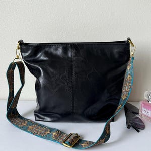 Pas trop grand sac à bandoulière en cuir végétalien pour femme, sac bandoulière pour femme avec ceinture à motifs, sac hobo sac fourre-tout pour femme pour le travail
