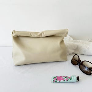Roll Down Clutch Bag, Women Leather Clutch bag, Real Leather Clutch Purse, Leather Handbag Bag Banquet Evening bag Bridesmaids Wedding bag