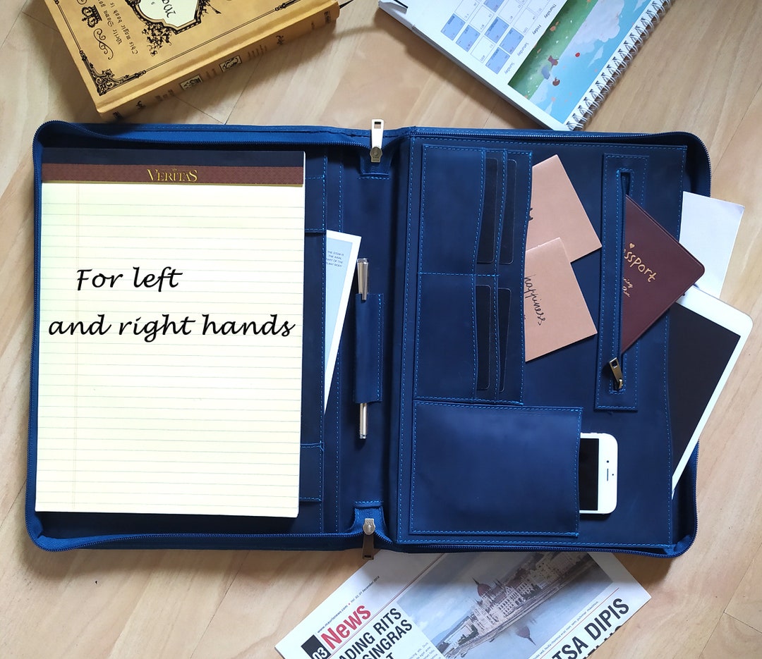 Leather Portfolio Men Lefty's Eco-Leather Padfolio - Left-Handed Tablet Sleeve With Notepad Included Business Portfolio For Lefties