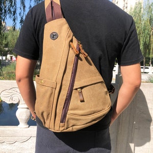 Canvas Retro Men's Shoulder Bags, Messenger bag, Crossbody Chest Bag, Women Backpack Bag, Unisex Bag for Leisure Outdoor Travel Sports