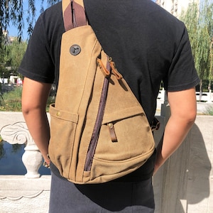 Canvas Retro Men's Shoulder Bags, Messenger bag, Crossbody Chest Bag, Women Backpack Bag, Unisex Bag for Leisure Outdoor Travel Sports