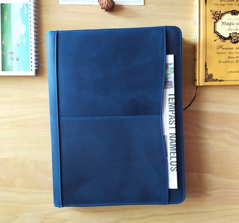 Personalized Leather Portfolio Custom Zipper Padfolio Folio Etsy
