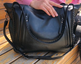 Mini Faux Leather Tote Shoulder Bag - Tassel Handbag With Zipper, High Capacity & Stylish