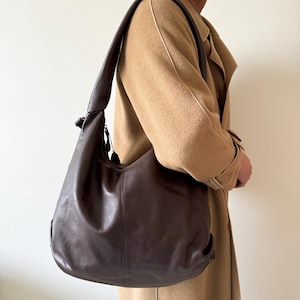 Sac fourre-tout pour femme en cuir véritable souple, sac à bandoulière pour femme, sac de travail, sac besace, sac hobo, sac de voyage à bandoulière, cadeau d'anniversaire pour elle