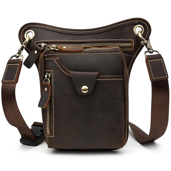Mens leather leg bag cheap