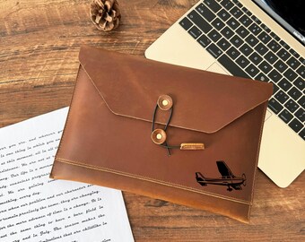 Carpeta de cuero personalizada tamaño A5, portadocumentos tipo sobre, funda de cuero personalizada para tableta de 10", organizador empresarial