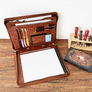 Portfolio personnalisé en cuir végétalien avec gravure, portfolio A4 personnalisé pour homme, porte-documents pour entreprise, porte-documents avec fermeture éclair