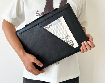Carpetas de cuero personalizadas, portafolios con asa para bloc de notas tamaño carta, portafolios para hombres, portadocumentos A4, regalo para él, jefe