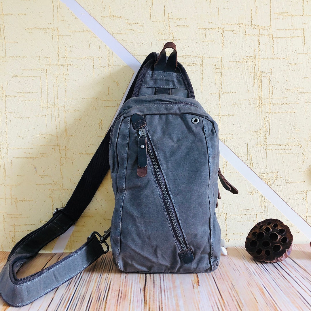 Canvas Retro Men's Sling Bag Waterproof Men's - Etsy