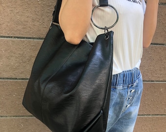 Leather Tote Bag, Women Vegan Leather Shoulder Bag, Bags for Women, Handbags, Bags for Shopping Work, Daily Use, Gift for Women Mother Her