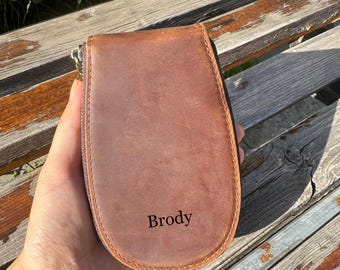 Personalized Leather Nail Clipper Storage Case Tool Holder, Custom Leather manicure set case