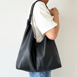 Bolso de mano de piel suave para mujer, bolso de hombro de piel auténtica, bolso hobo holgado, bolso de compras, bolso de trabajo, regalo de boda o cumpleaños.