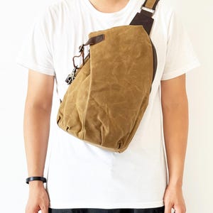Sac à bandoulière rétro en toile personnalisé pour homme, sacs à bandoulière imperméables pour homme, sac poitrine bandoulière pour homme, sac à dos de voyage pour homme, cadeau d'anniversaire pour lui