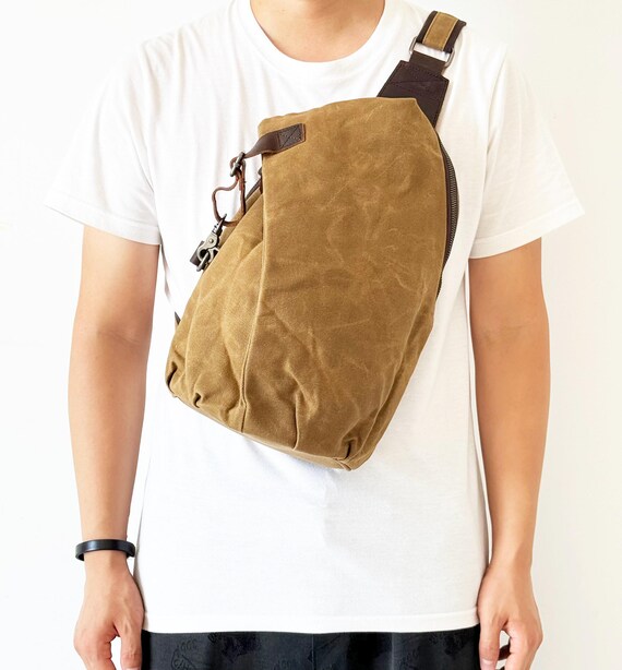 Genuine Leather Sling Bag - Hand Painted Crossbody Backpack, Retro Style, 3 Ways To Wear, Multiple Pockets - View #7