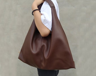 Bolso tote de piel vegana suave para mujer, bolso de hombro de gran capacidad, bolso holgado para el día a día y el trabajo, bolso de mujer, regalo para ella.