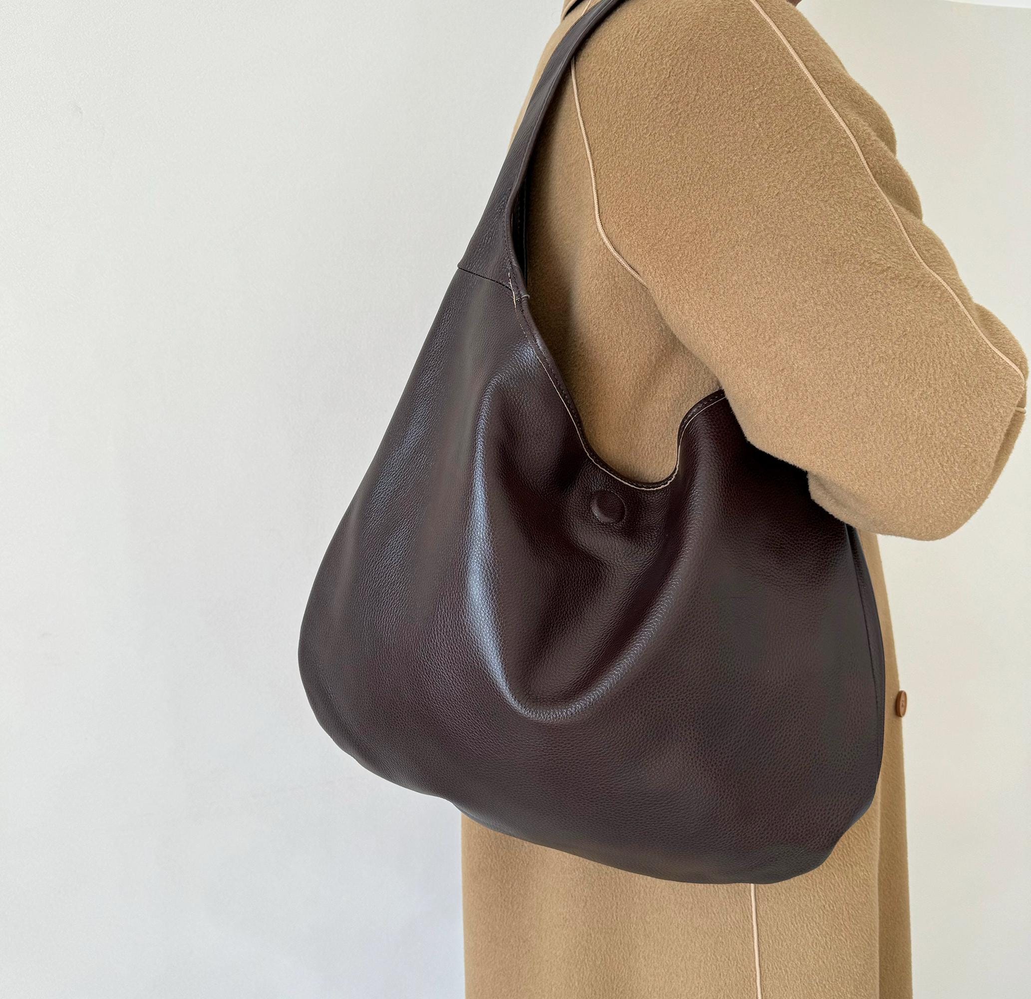 バッグ vintage real leather shoulder bag Real Leather Tote Shoulder Bag for Women, Slouchy Hobo Bag Handbag