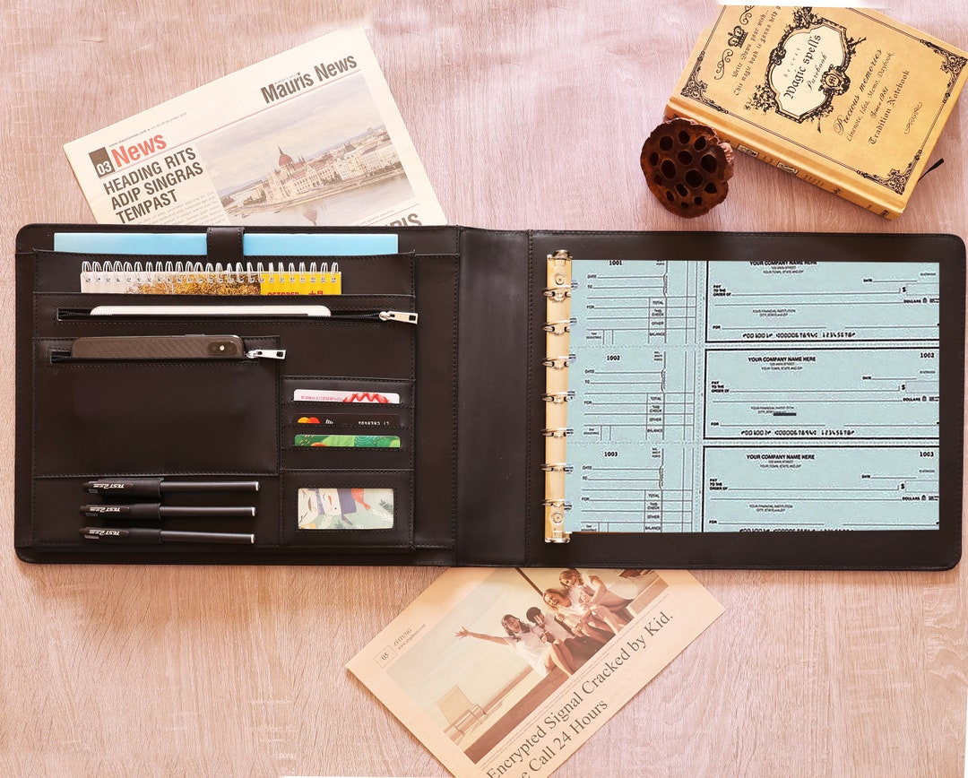 Custom 7 Ring Check Binder Portfolio Leather Binder Business Etsy