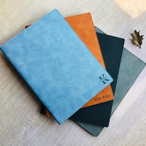 Portafoglio sottile in pelle vegana personalizzato, portafoglio Padfolio personalizzato per uomo e donna, portadocumenti, cartella per conferenze, cartella per contratti e nome