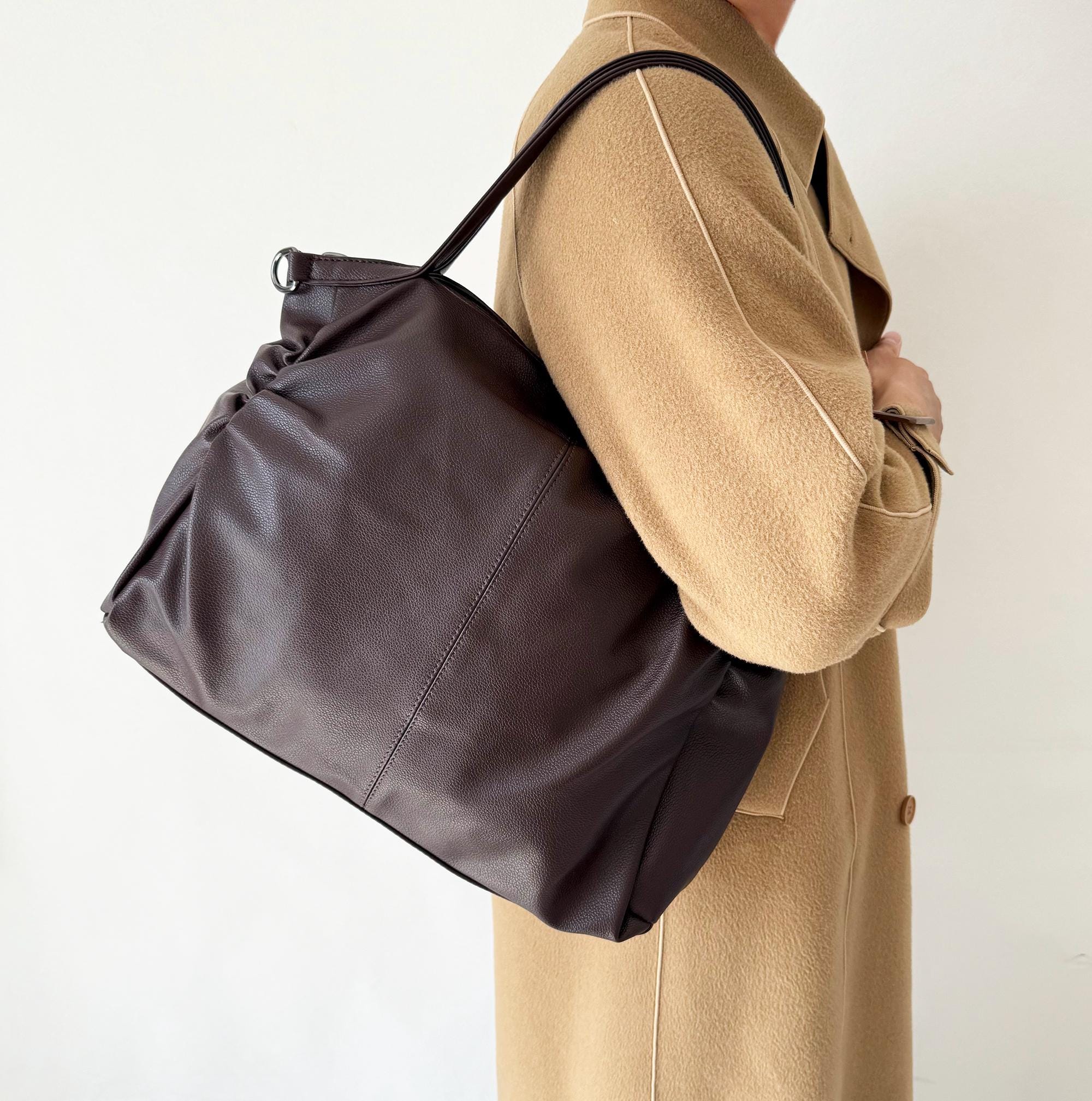 ピンク レザー ハーフムーン ジップ ホーボー バッグ ショルダー バッグ | Baginning 女性用ホーボーバッグ クロスボディ ホーボーパース ソフトビーガンレザー ショルダーバッグ レザートートバッグ スラウチートートハン