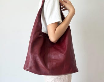 Soft Real Leather Women Tote Bag, Women Shoulder Bag Slouchy Hobo Bag Handbag for Life Work Trip, Women Purse Wedding Birthday Gift for Her