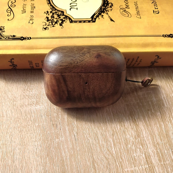 Free Personalized Wood AirPods Pro Case, Earpod Cover, Walnut Wood AirPods 3rd Gen Protective Case Bag, Engraved Name Initials