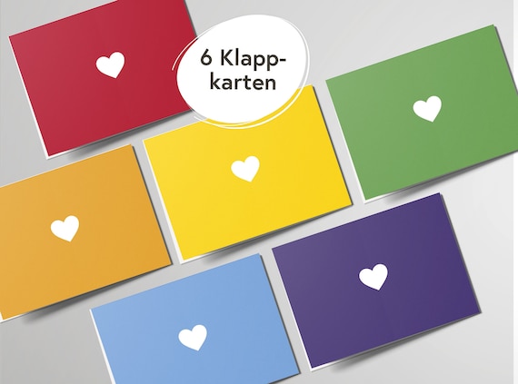 6 modern rainbow folding cards | Cards with bold colors | Premium greeting cards, invitations, loving words, birthdays | hejjo, Fred