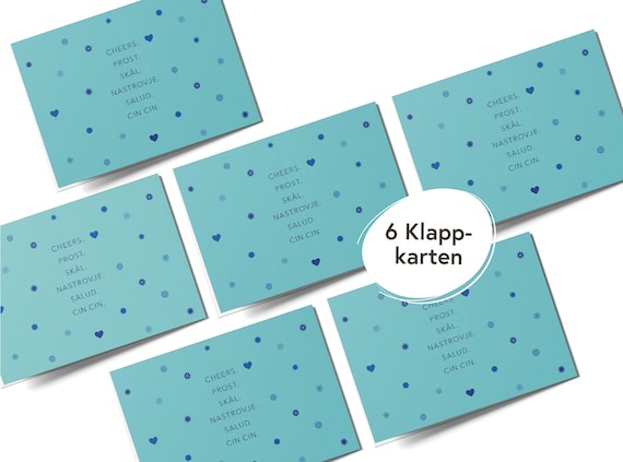 6 modern turquoise party folding cards I Premium card set for celebrations I e.g. for birthdays, parties, JGA, company celebrations I hejjo, Ole