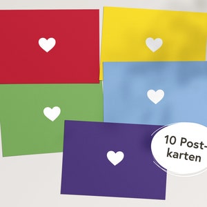 10 Regenbogen Postkarten mit Herz I Kräftige Karten für jeden Anlassen I zB für Geburtstage Einladungen Grußbotschaften I hejjo, Lill