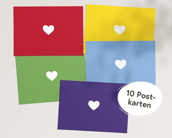 10 Rainbow Postcards with Heart I Strong cards for every occasion I e.g. for birthdays Invitations Greetings I hejjo, Lill