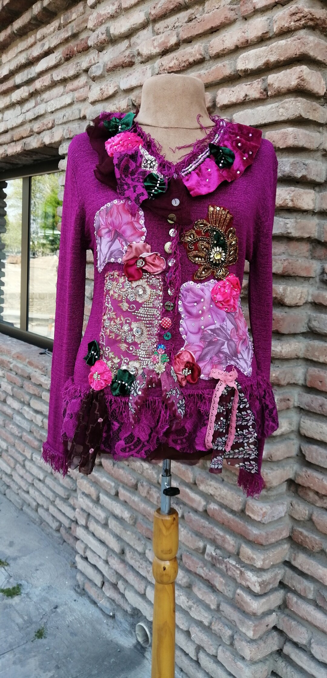 Artsy Boho Chic Viscose Jacket ''raspberry Fairy'', Raspberry Jacket ...