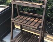 3 Tier Folding Wooden Plant Stand Wood Organizer Flower Pot Stand Plant Display Shelf Rack Ladder Garden Indoors Outdoors